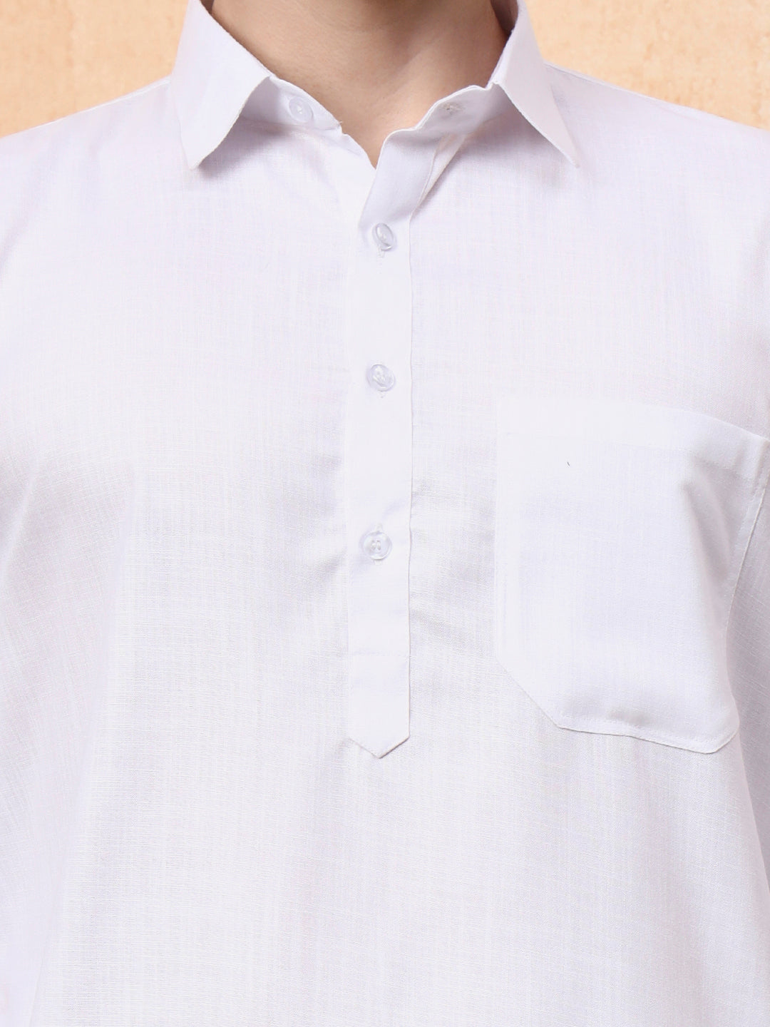 Mens White Cotton Pathani Kurta Set