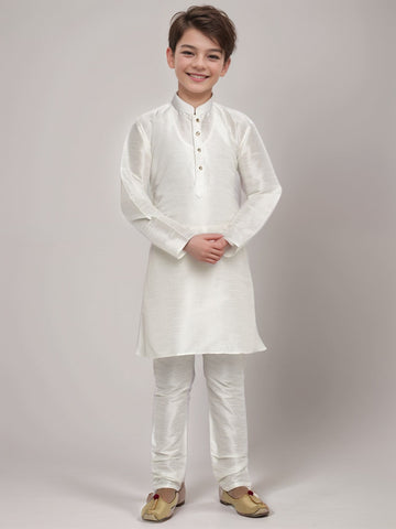 Boys White Art Silk Kurta