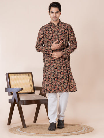 Mens Printed All-Over Printed Cotton Kurta Set