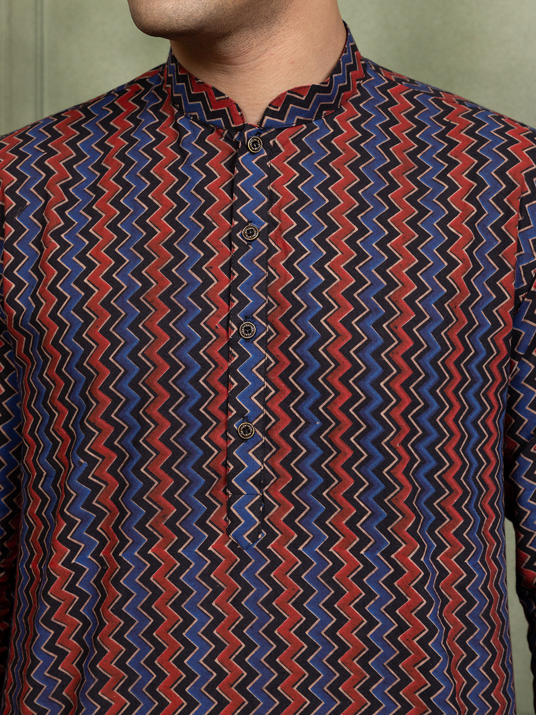Mens Printed All-Over Printed Cotton Kurta Set
